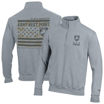  Army Black Knights Champion Operation Hat Trick Flag Powerblend Fleece Quarter-Zip Pullover - Heather Gray