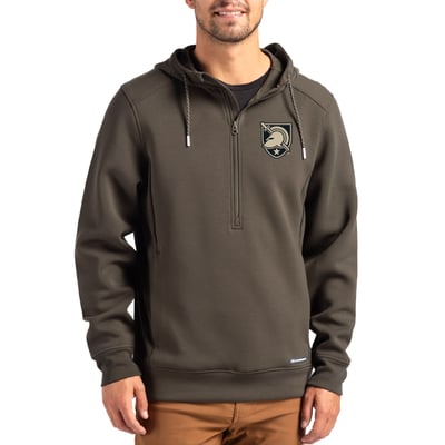  Army Black Knights Cutter & Buck Roam Recycled Buttery Soft Knit Half-Zip Hoodie - Olive