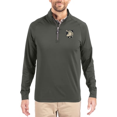  Army Black Knights Cutter & Buck Soft Knit Stretch Raglan Quarter-Zip Pullover - Olive