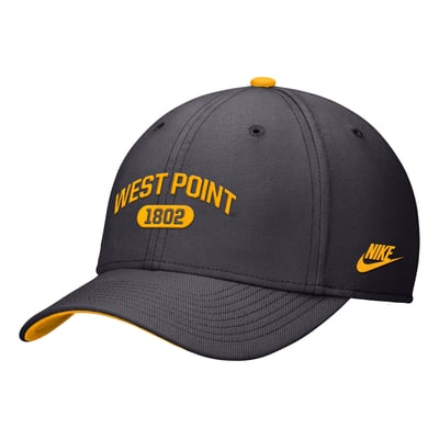 Army Black Knights Nike West Point Classic Collection Rise Swoosh Dri-FIT Flex Hat - Anthracite