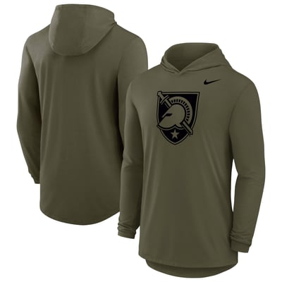 Army Black Knights Nike Dri-FIT Military Long Sleeve Hooded T-Shirt - Olive