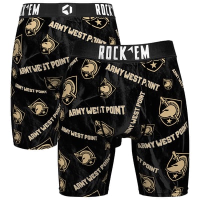  Army Black Knights Rock Em All Over Logo Boxer Briefs - Black