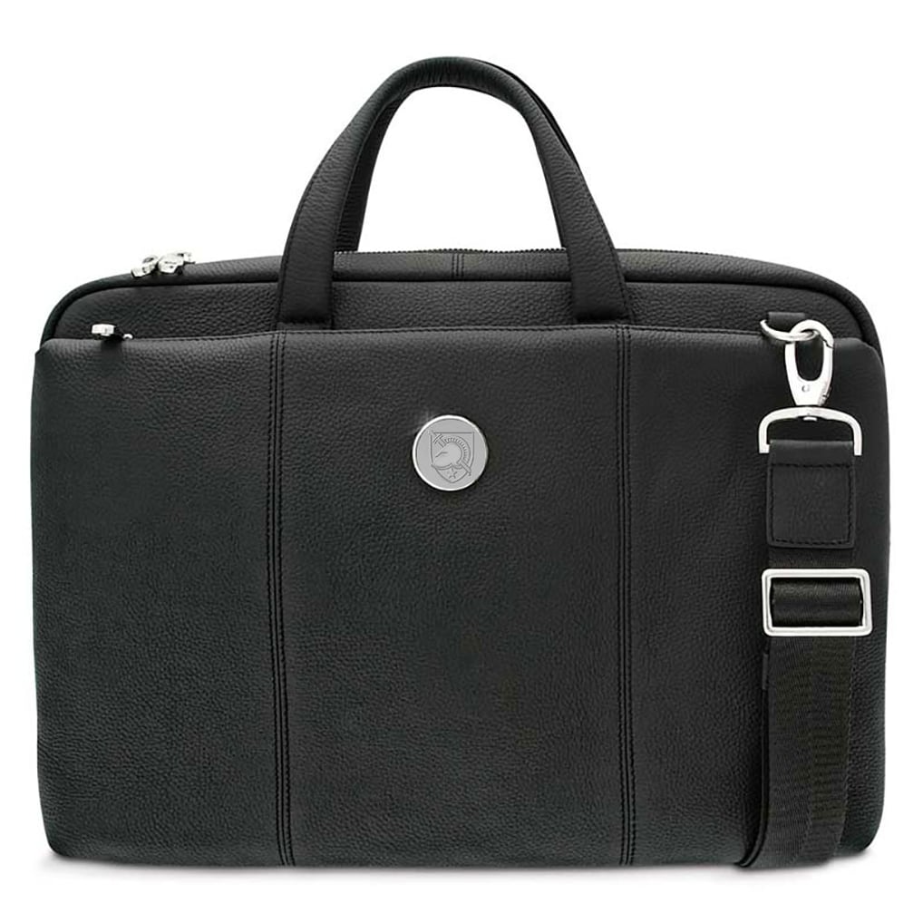 Army Black Knights Leather Briefcase - Silver