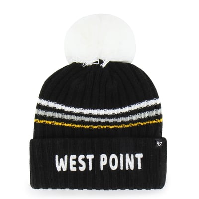  Army Black Knights '47 Women's Seasonal Fuzzy Script Big Pom Knit Hat - Black