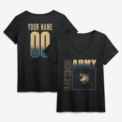 Army Black Knights Women's Home Court Pop Personalized Any Name & Number V-Neck T-Shirt - Black