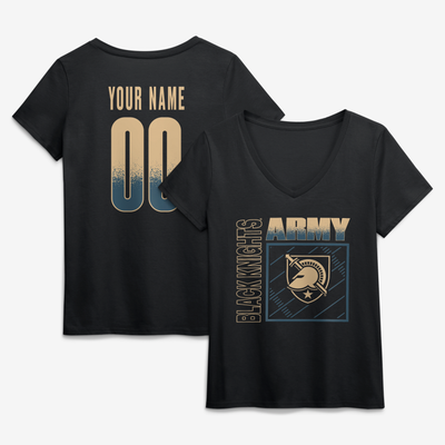Army Black Knights Women's Home Field Pop Personalized Any Name & Number V-Neck T-Shirt - Black
