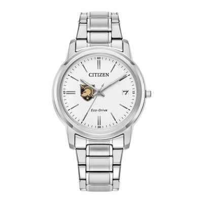 Army Black Knights Citizen Watch Women's Eco-Drive White Dial Stainless Steel Watch - Silver