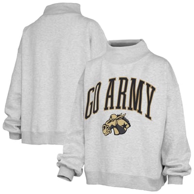  Army Black Knights Pressbox Women's Oversized Slogan Fleece Mock Neck Sweatshirt - Ash