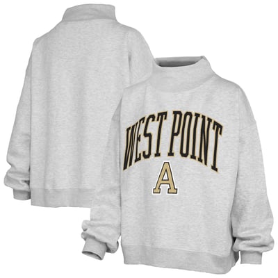 Army Black Knights Pressbox Women's Nelson Texture Lingo Mock Neck Fleece Sweatshirt - Heather Gray