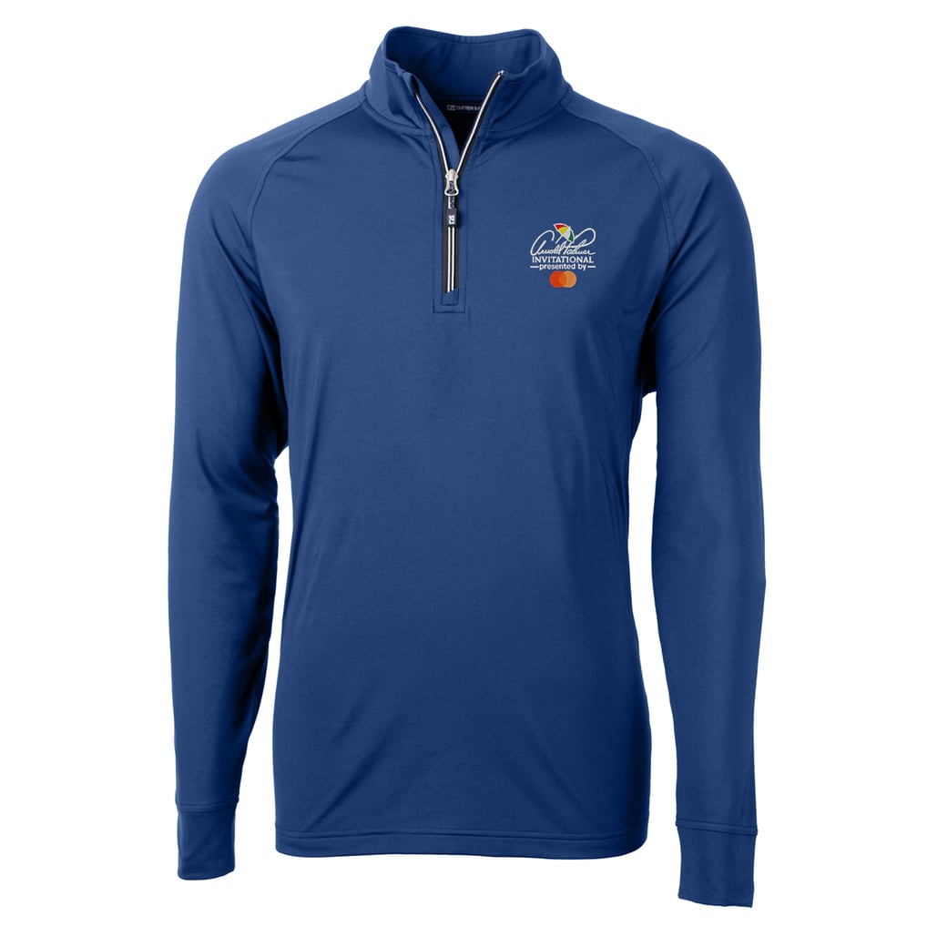 Arnold Palmer Invitational Cutter & Buck Adapt Eco Knit Stretch Recycled Quarter-Zip Throwback Pullover Top - Blue
