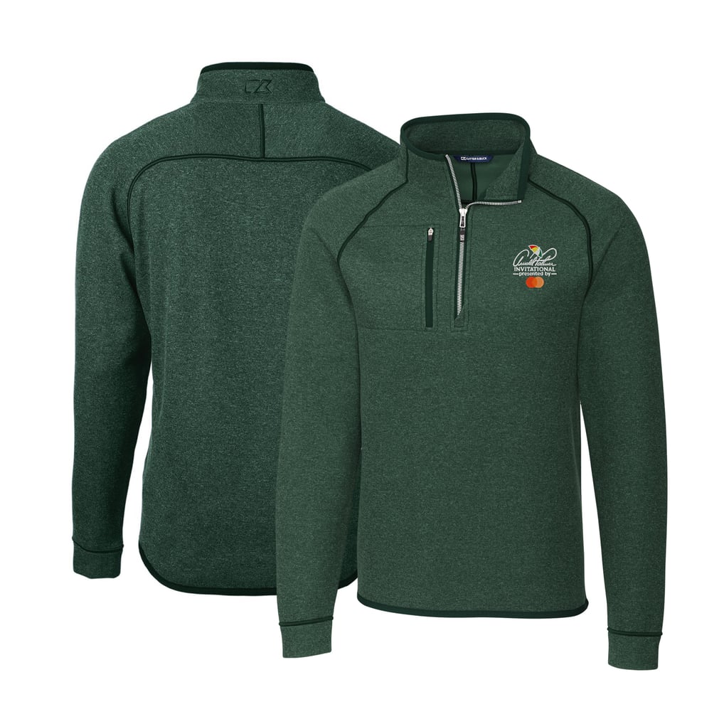 Arnold Palmer Invitational Cutter & Buck Mainsail Sweater-Knit Big & Tall Half-Zip Pullover Jacket - Hunter Green