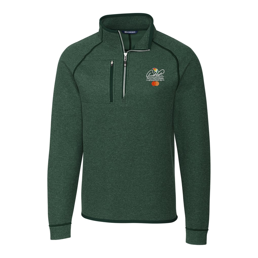 Arnold Palmer Invitational Cutter & Buck Mainsail Sweater-Knit Big & Tall Half-Zip Pullover Jacket - Hunter Green