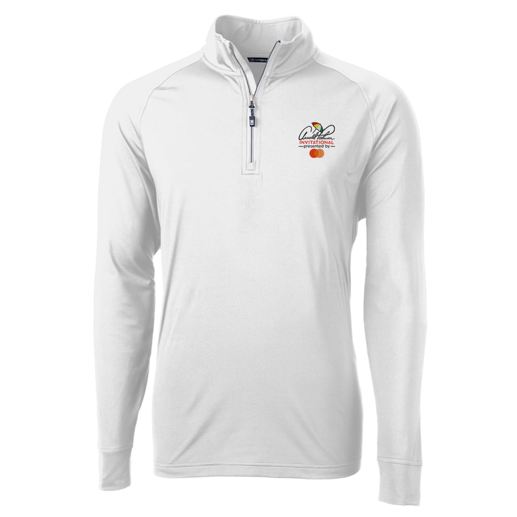 Arnold Palmer Invitational Cutter & Buck Adapt Eco Knit Stretch Recycled Quarter-Zip Throwback Pullover Top - White