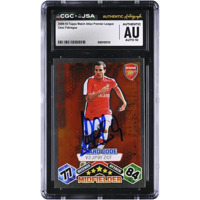 Cesc Fàbregas Arsenal Autographed 2009-10 Topps Match Attax Premier League #NNO CGC Authenticated AUTO 10 Card