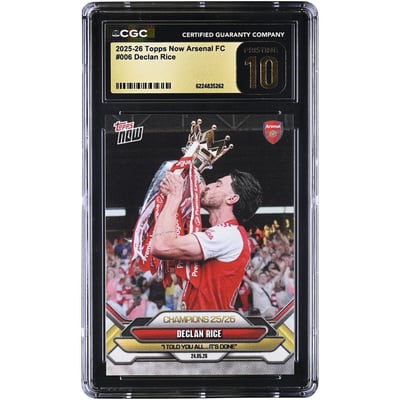 Declan Rice Arsenal 2025-26 Topps Now Arsenal FC Champions 25/26 #6 CGC Authenticated PRISTINE 10 Card