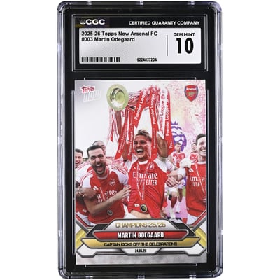 Martin Ødegaard Arsenal 2025-26 Topps Now Arsenal FC Champions 25/26 #3 CGC Authenticated GEM MINT 10 Card