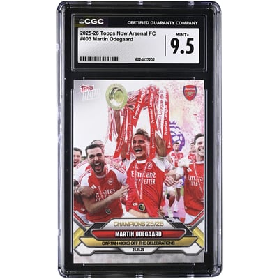 Martin Ødegaard Arsenal 2025-26 Topps Now Arsenal FC Champions 25/26 #3 CGC Authenticated MINT+ 9.5 Card