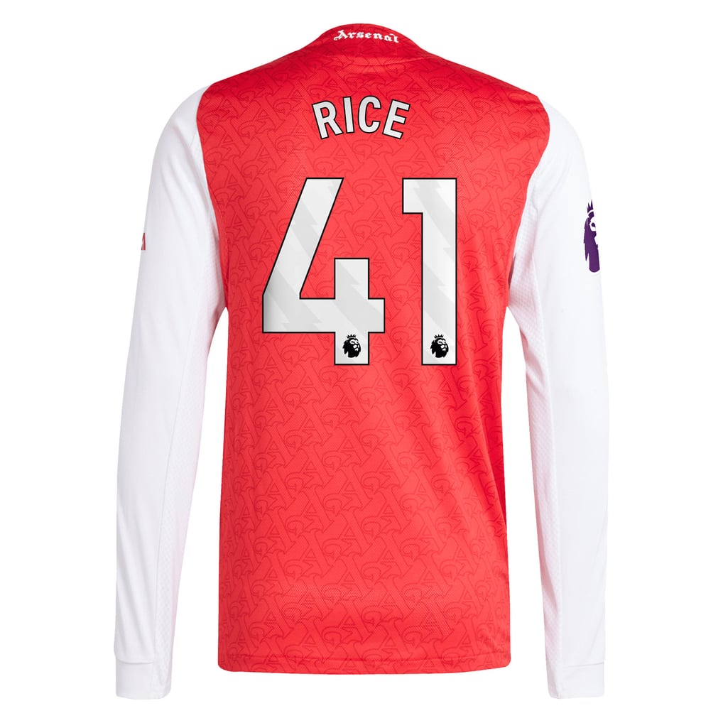 Declan Rice Arsenal adidas 2025/26 Home Authentic Long Sleeve 