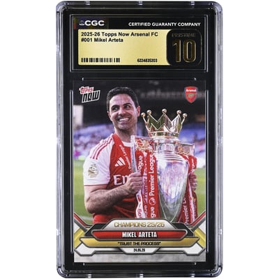 Mikel Arteta Arsenal 2025-26 Topps Now Arsenal FC Champions 25/26 #1 CGC Authenticated PRISTINE 10 Card