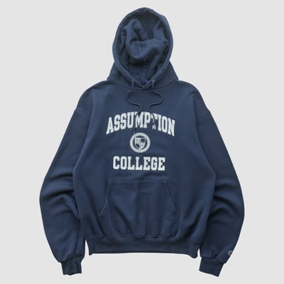 Assumption University Champion 2000s Hooded Pullover Sweatshirt - Navy - S by Fanatics Real Vintage