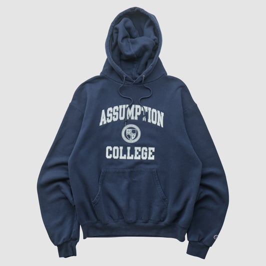 Assumption University Champion 2000s Hooded Pullover Sweatshirt - Navy - S by Fanatics Real Vintage