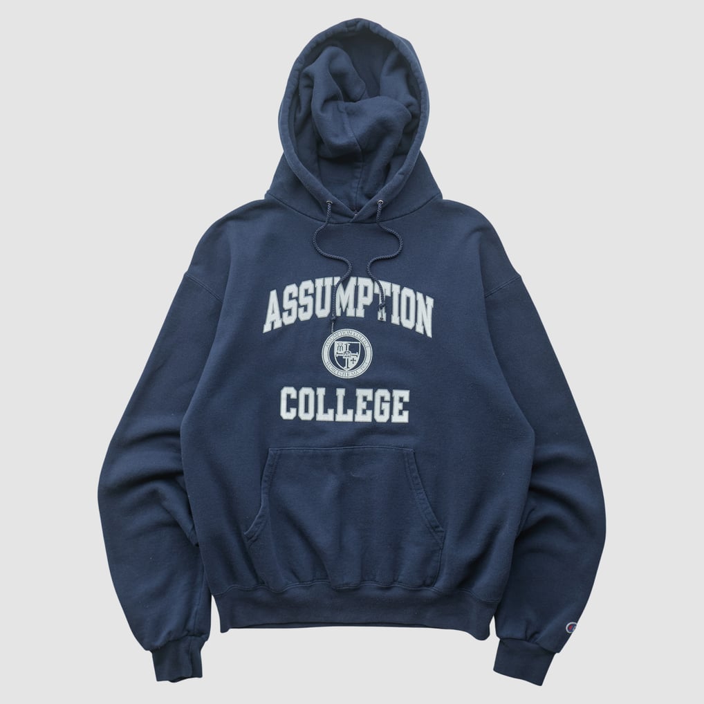 Assumption University Champion 2000s Hooded Pullover Sweatshirt - Navy - S by Fanatics Real Vintage