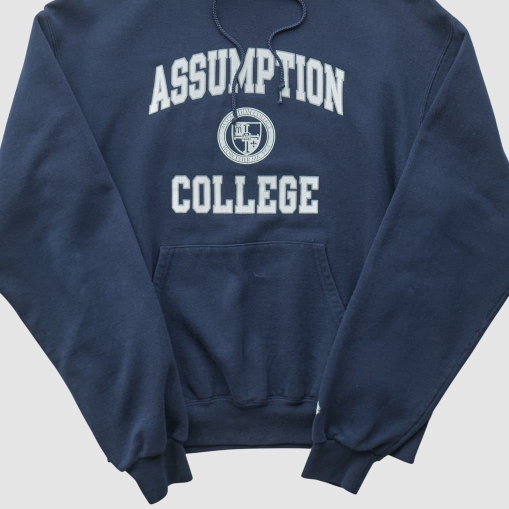 Assumption University Champion 2000s Hooded Pullover Sweatshirt - Navy - S by Fanatics Real Vintage