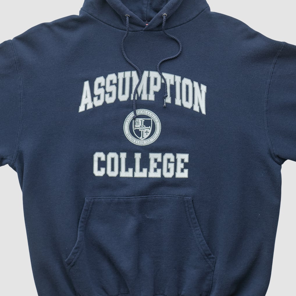 Assumption University Champion 2000s Hooded Pullover Sweatshirt - Navy - S by Fanatics Real Vintage