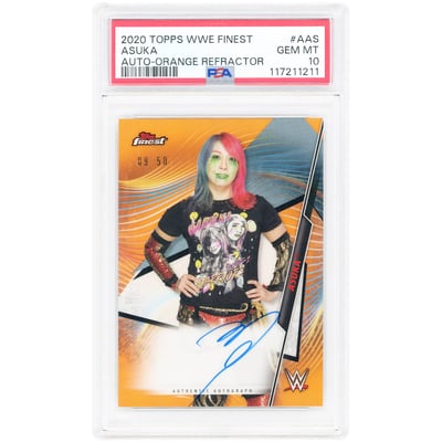 Asuka WWE Autographed 2020 Topps WWE Finest Orange Refractor #A-AS #9/50 PSA Authenticated 10 Card 