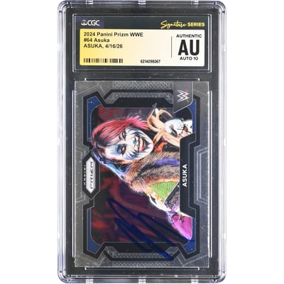 Asuka WWE Autographed 2024 Panini Prizm #64 CGC Fanatics Witnessed Authenticated AUTO 10 Card