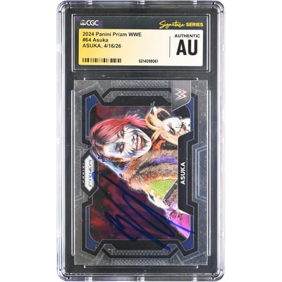 Asuka WWE Autographed 2024 Panini Prizm #64 CGC Fanatics Witnessed Authenticated Card