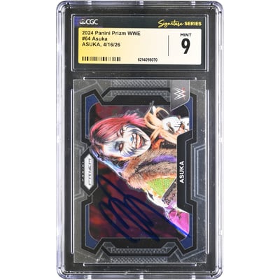 Asuka WWE Autographed 2024 Panini Prizm #64 CGC Fanatics Witnessed Authenticated MINT 9 Card