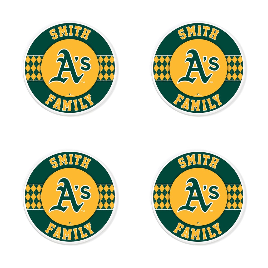 Athletics 4" Personalized Circular Coasters 4-Pack Set