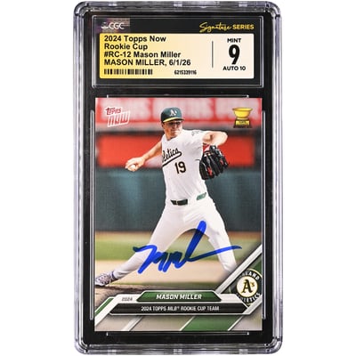 Mason Miller Athletics Autographed 2024 Topps Now Rookie Cup #RC-12 CGC Fanatics Witnessed Authenticated 9/10 Card