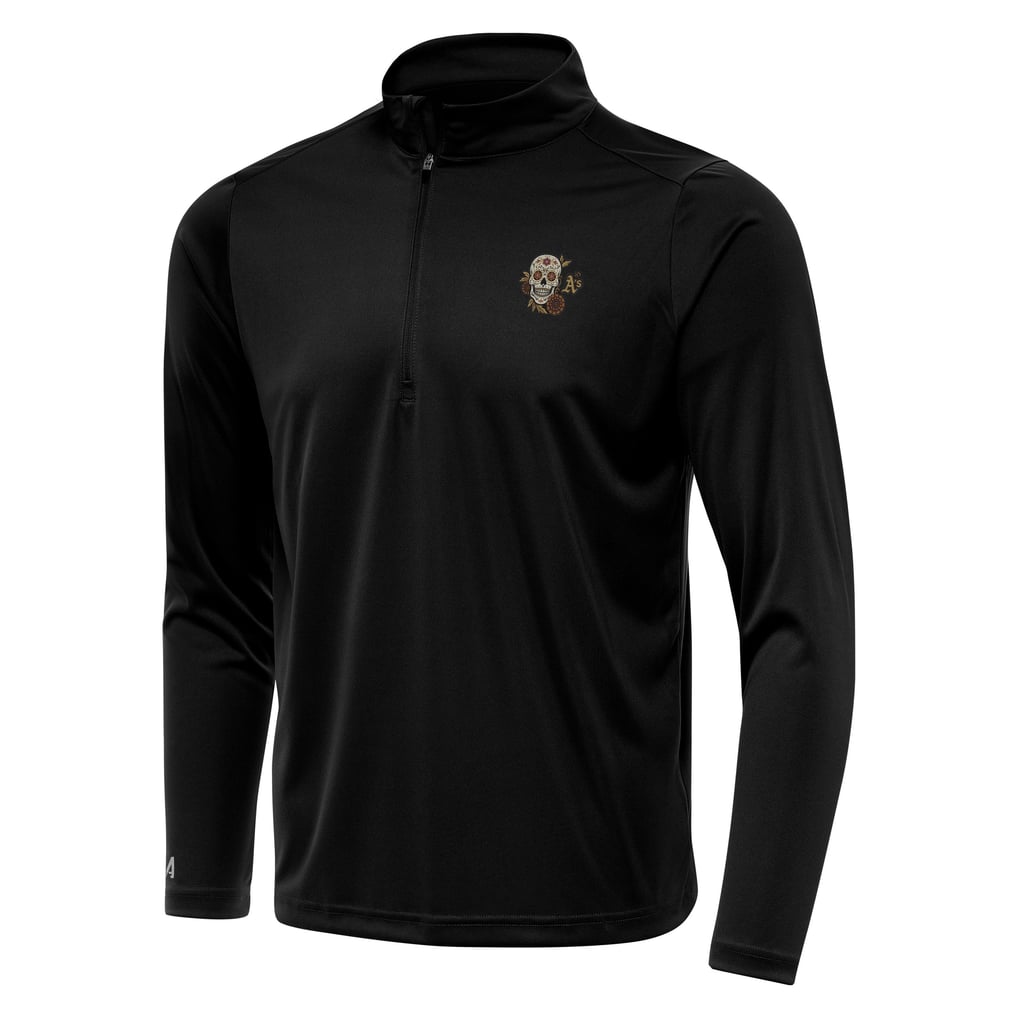 Athletics Antigua Sugar Skull Tribute Quarter-Zip Pullover - Black