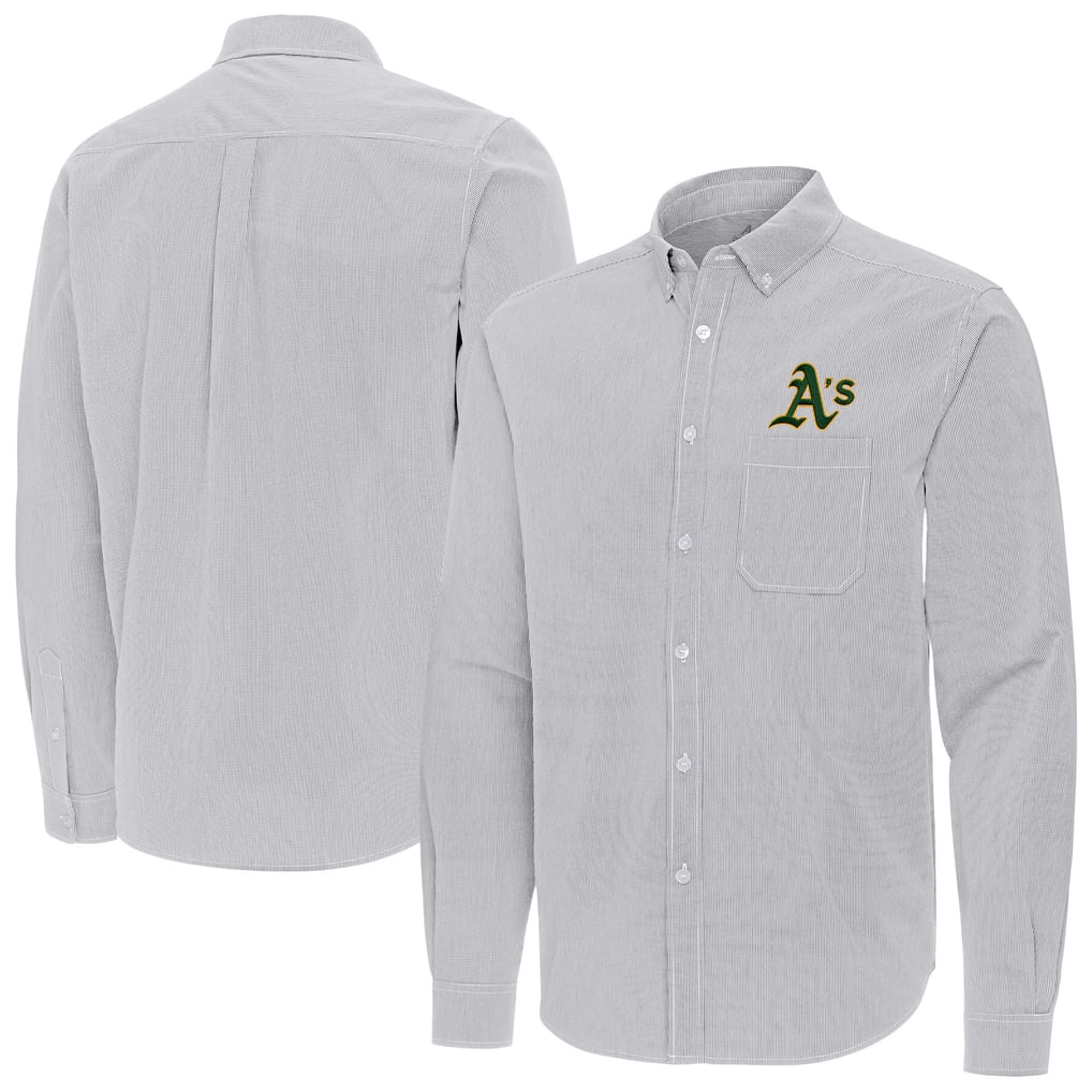 Athletics Antigua Porter Woven Long Sleeve Button-Down Shirt - Gray