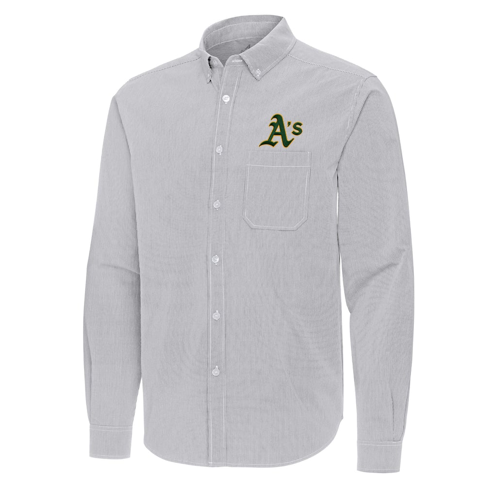 Athletics Antigua Porter Woven Long Sleeve Button-Down Shirt - Gray