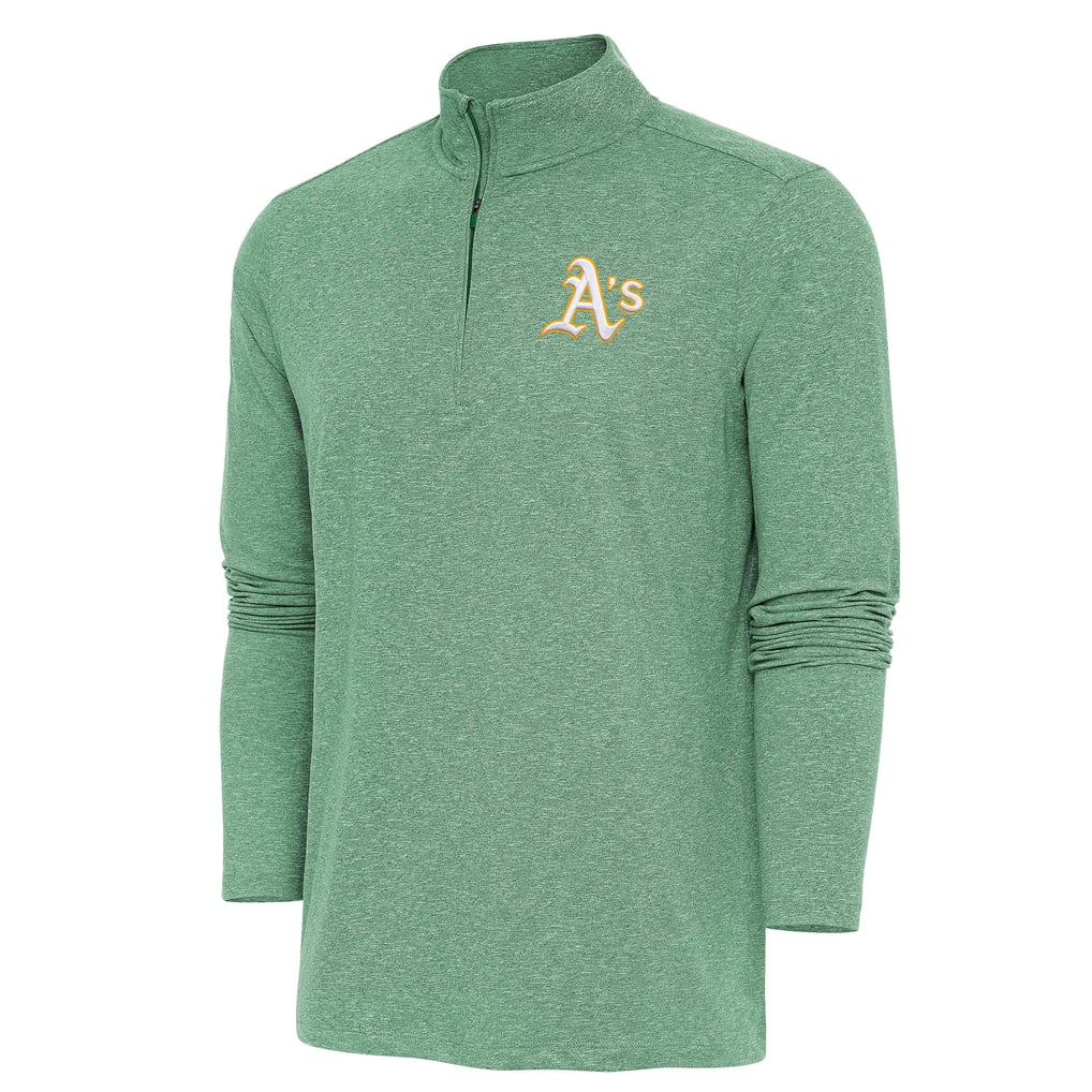 Athletics Antigua Hunk Quarter-Zip Pullover Top - Heather Green