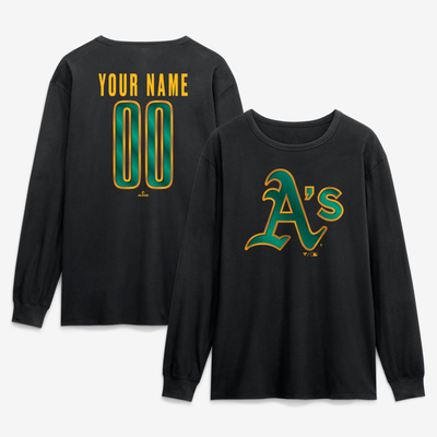 Athletics  Forged Mascot Personalized Name & Number Long Sleeve T-Shirt - Black