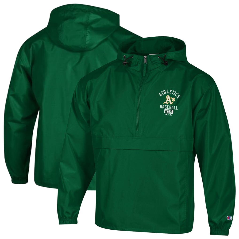  Athletics Champion Packable Windbreaker Half-Zip Jacket - Green