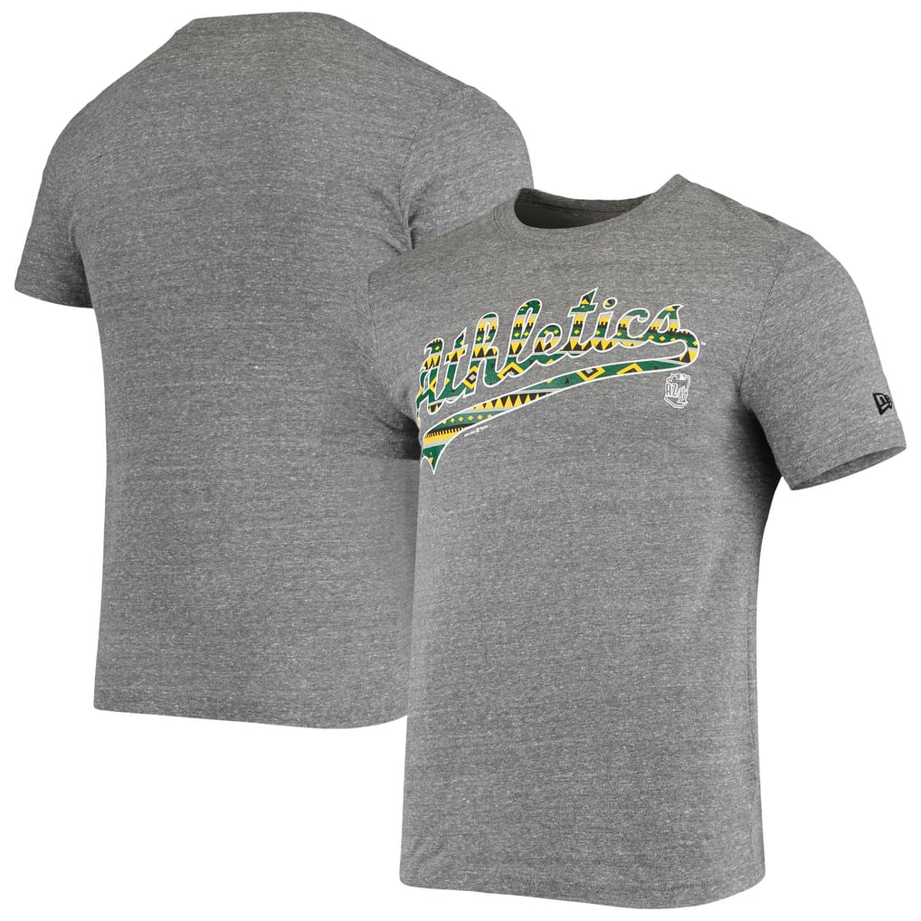 Men's Athletics New Era Gray Spring Training Tribal Fill Tri-Blend T-Shirt