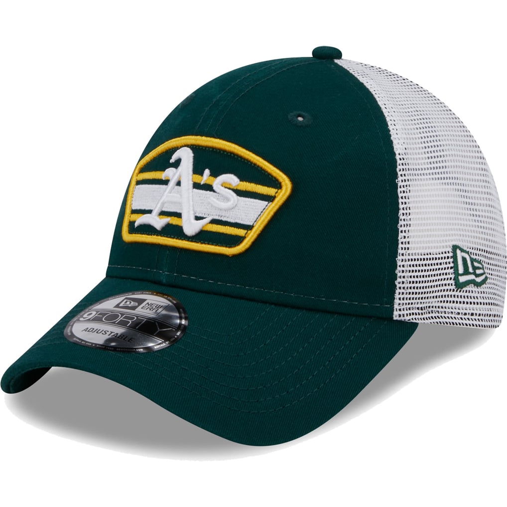 Athletics New Era Logo Patch 9FORTY Trucker Snapback Hat - Green/White