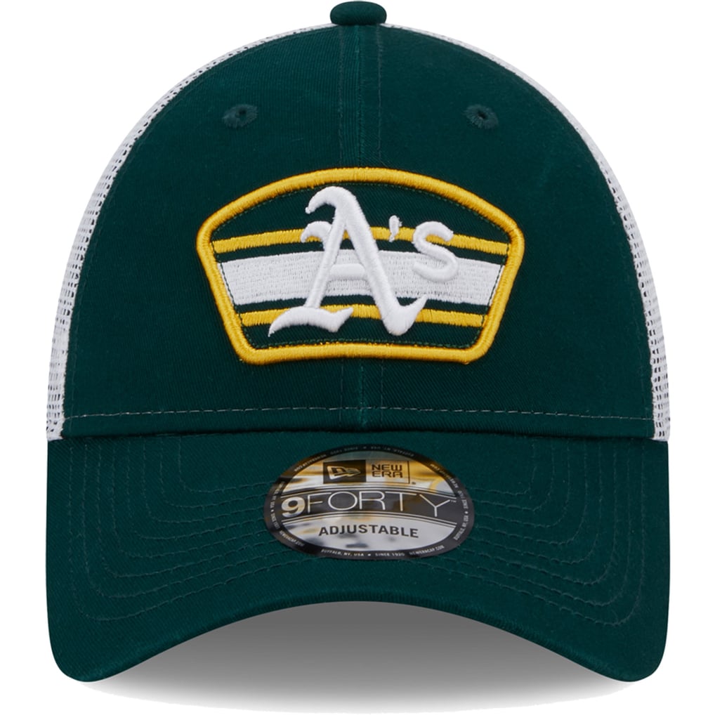 Athletics New Era Logo Patch 9FORTY Trucker Snapback Hat - Green/White