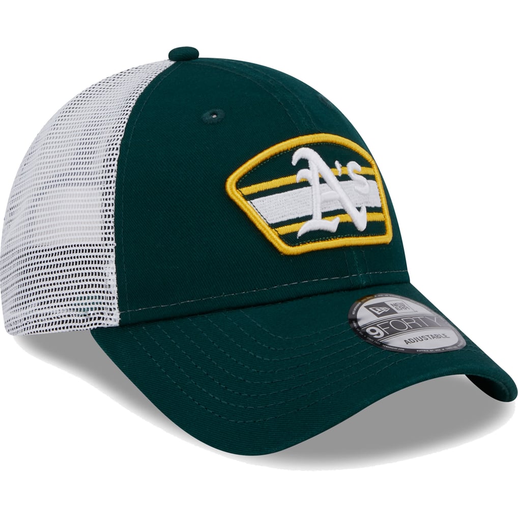 Athletics New Era Logo Patch 9FORTY Trucker Snapback Hat - Green/White