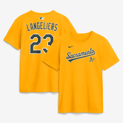Shea Langeliers Athletics Nike Alternate Name & Number T-Shirt - Gold