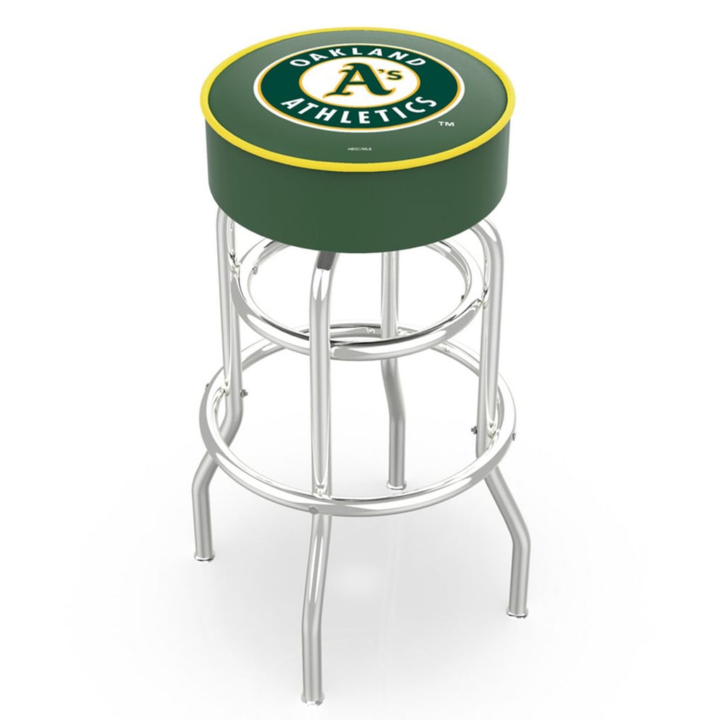 Oakland Athletics 30" Double Ring Chrome Swivel Counter Stool