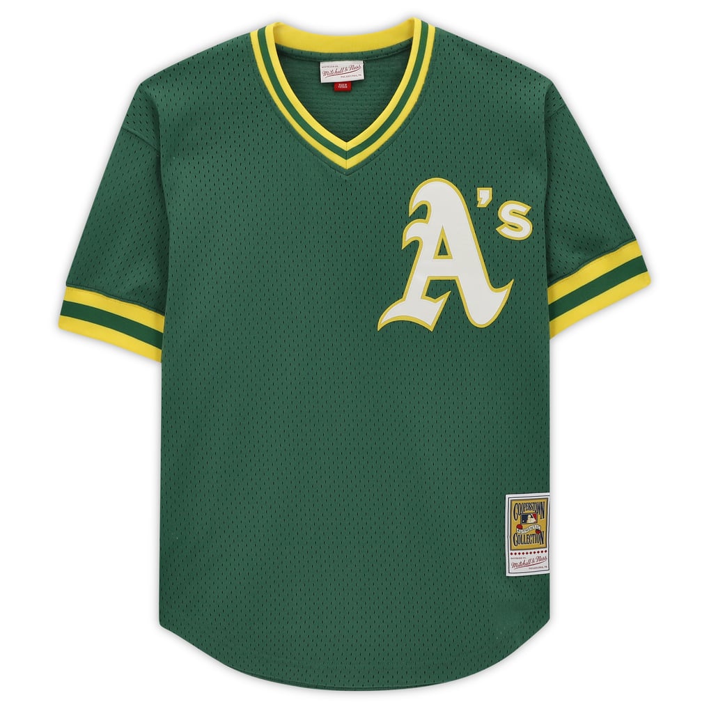 Reggie Jackson Athletics Fanatics Authentic Autographed Mitchell & Ness Replica Batting Practice Jersey with "Mr. October" Inscription - Green