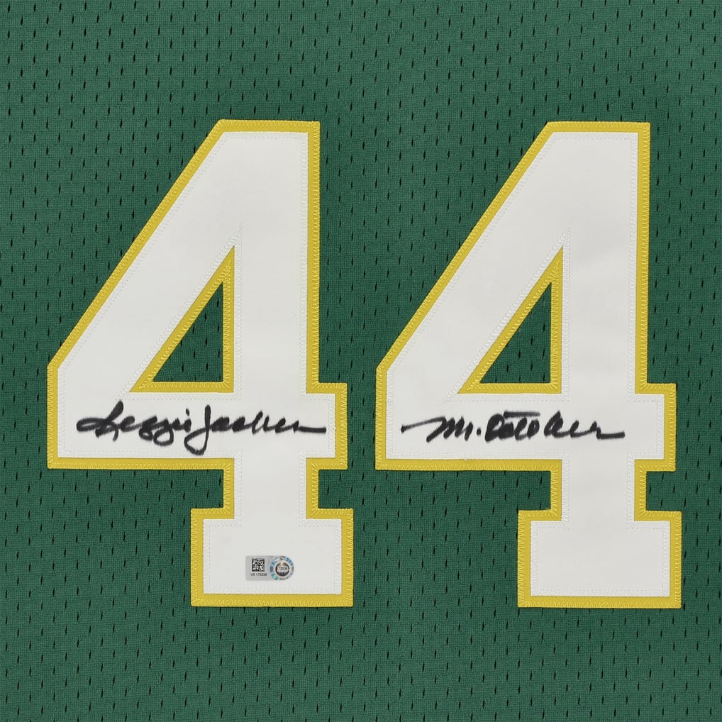 Reggie Jackson Athletics Fanatics Authentic Autographed Mitchell & Ness Replica Batting Practice Jersey with "Mr. October" Inscription - Green