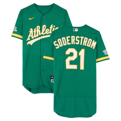 Tyler Soderstrom Athletics Fanatics Authentic Player-Issued #21 Green Jersey from the 2026 MLB Season 