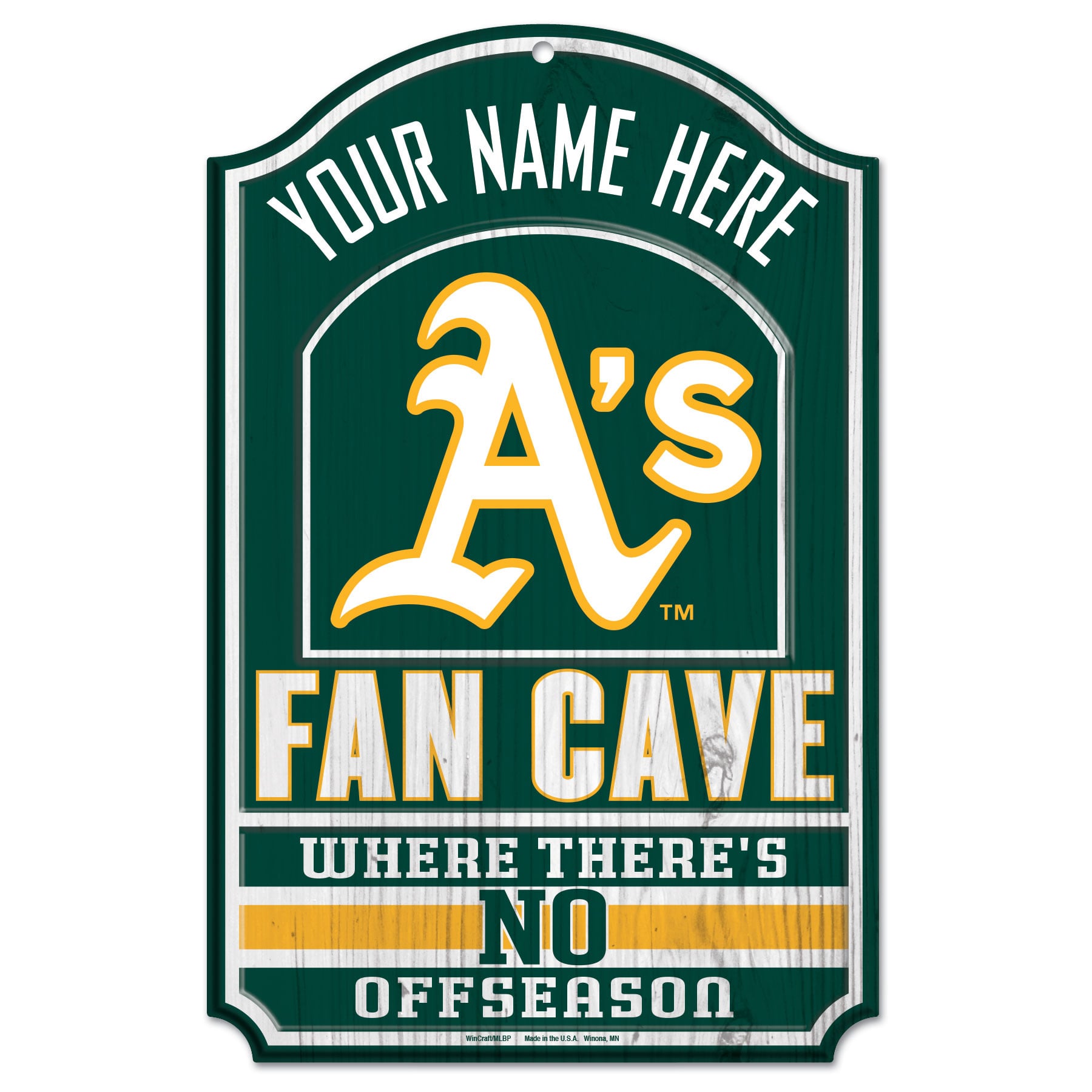 Athletics WinCraft Personalized 11'' x 17'' Fan Cave Wood Sign